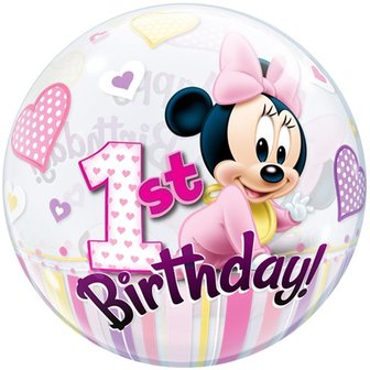 Baby Minnie &#039;1st Birthday&#039; Bubbles Ballon 56cm