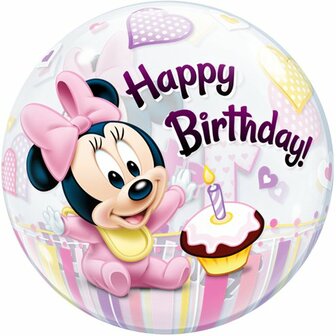 Baby Minnie &#039;1st Birthday&#039; Bubbles Ballon 56cm
