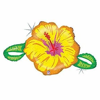 Linky Hibiscus Geel SuperVorm Folie Ballon 99cm