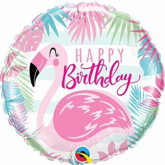 Roze Flamingo &#039;Happy Birthday&#039; Folie Ballon 45cm