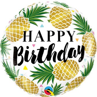 Ananas &#039;Happy Birthday&#039; Folie Ballon 45cm