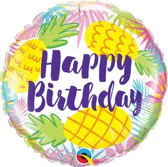 Kleurrijke Ananas &#039;Happy Birthday&#039; Folie Ballon 45cm