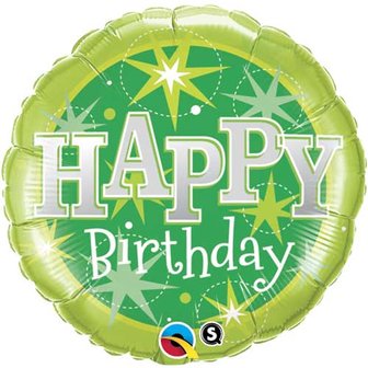 Groen &#039;Happy Birthday&#039; Folie Ballon 45cm