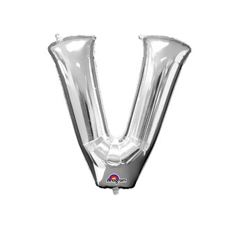 Zilver Letter &#039;V&#039; Folie Ballon 40cm