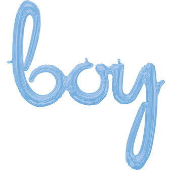 Pastel Blauw Script &#039;Boy&#039; Letters Folie Ballon 81cm