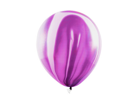 Marmer Paars-Wit Latex Ballonnen 6st 30cm Purple-White