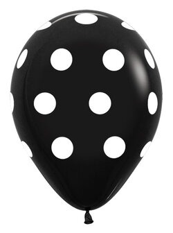 Zwart met Witte Stippen Latex Ballonnen 12st 30cm