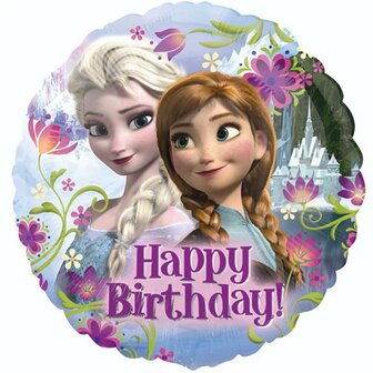 Frozen Anna en Elsa &#039;Happy Birthday&#039; Folie Ballon 45cm