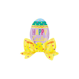 Paasei &#039;Happy Easter&#039; met Strik Folie Ballon 35cm