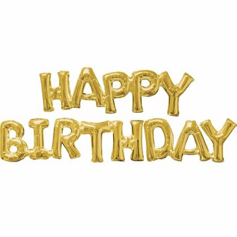 Goud &#039;Happy Birthday&#039; Letters Folie Ballon 76cm