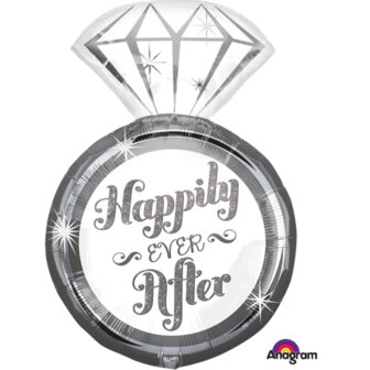 Zilveren Ring &#039;Happily Ever After&#039; Folie Ballon 68cm