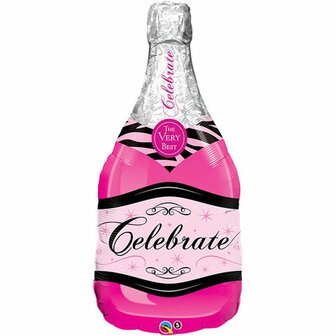 Roze &#039;Celebrate&#039; Champagnefles Folie Ballon 99cm