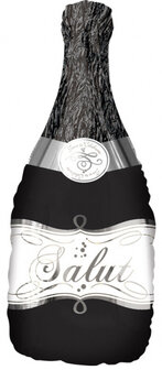 Zwart &#039;Salut&#039; Champagnefles Folie Ballon 91cm
