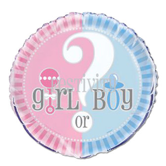 Gender Reveal &#039;Girl of Boy&#039; Folie Ballon 45cm
