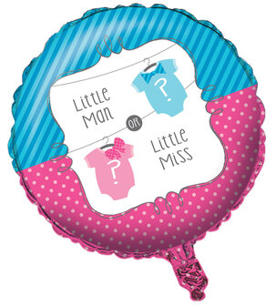 Gender Reveal &#039;Little Man of Little Miss&#039; Folie Ballon 45cm