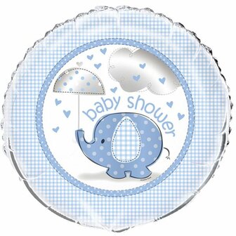 Blauw Paraplufantje &#039;Baby Shower&#039; Folie Ballon 45cm