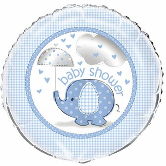 Blauw Paraplufantje 'Baby Shower' Folie Ballon 45cm