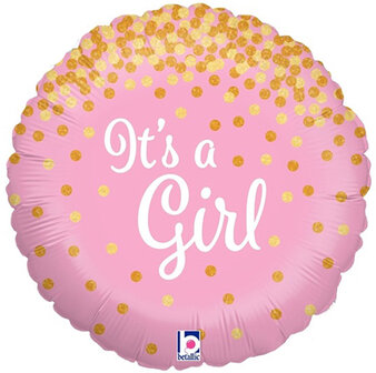 Glitter &#039;It&#039;s A Girl&#039; Folie Ballon 45cm
