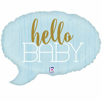 Tekstballon &#039;Hello Baby&#039; Blauw Folie Ballon 61cm