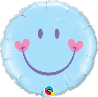 Blauw Smiley Folie Ballon 45cm