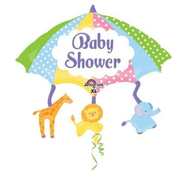 Paraplu Jungledieren &#039;Baby Shower&#039; Folie Ballon 81cm