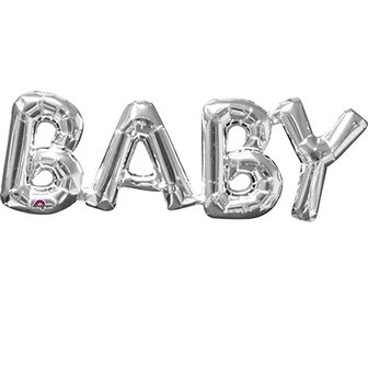 Zilver &#039;Baby&#039; Letters Folie Ballon 66cm