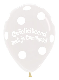 Transparant met Witte Polkadots Communie Latex Ballonnen 30cm 50st