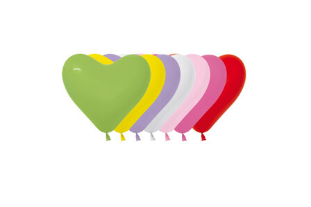 Assorti. Gekleurd Hart Latex Ballonnen 15cm 50st 