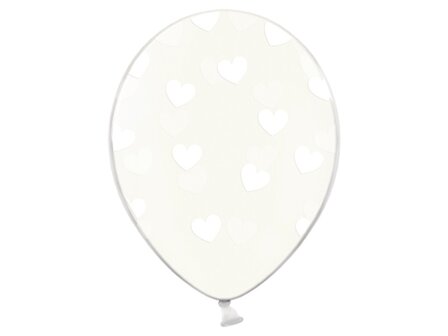 Transparant met Hartjes Latex Ballonnen 30cm 50st