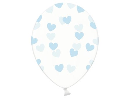 Transparant met Licht Blauwe Hartjes Latex Ballonnen 30cm 50st