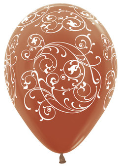 Parelmoer Koper Filigree Latex Ballonnen 30cm 25st