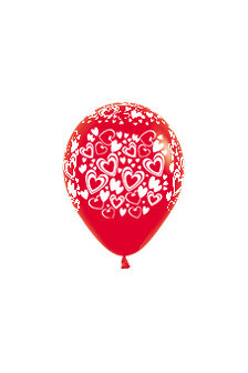 Rood met Dubbele Harten Latex Ballonnen 12cm 50st