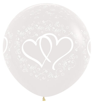 Transparant Verbonden Harten Latex Ballon 90cm