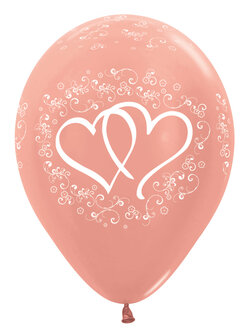 Rosegold met Hartjes Latex Ballonnen 30cm 25st