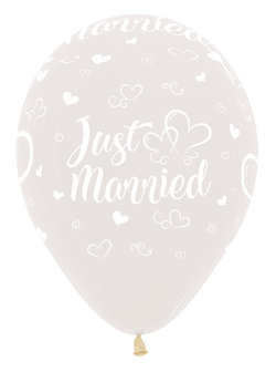 Transparant &#039;Just Married&#039; Harten Latex Ballonnen 30cm 25st