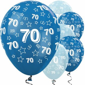 Assorti. Blauw Parelmoer &#039;70&#039; Latex Ballonnen 30cm 25st