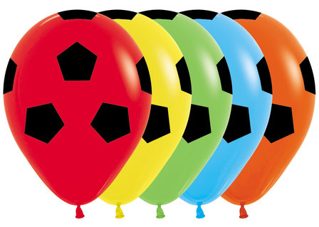 Assorti. Gekleurd Voetbal Ballonnen 30cm 25st