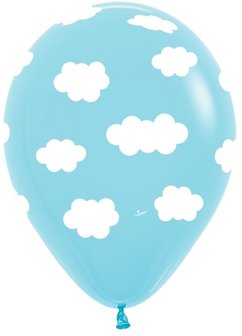 Licht Blauw met Wolken Latex Ballonnen 30cm 25st