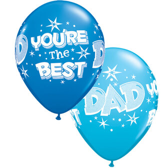 Qualatex Blauw &#039;Best Dad&#039; Latex Ballonnen 28cm 6st