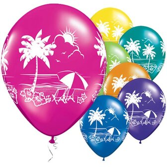 Qualatex Assorti. Tropische Scene Latex Ballonnen 30cm 25st