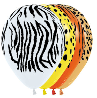 Jungle Dierenprint Assorti. Latex Ballonnen 30cm 25st
