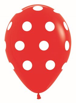 Rood met Witte Stippen Latex Ballonnen 30cm 25st