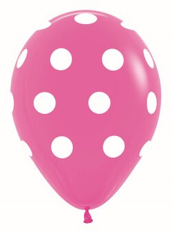 Fuchsia met Witte Stippen Latex Ballonnen 30cm 25st