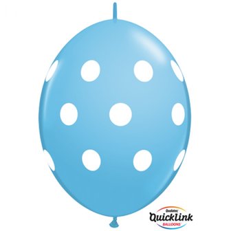 Licht Blauw met Witte Stippen Quick-Link Latex Ballonnen 30cm 50st