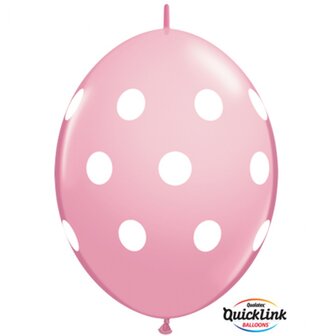 Licht Roze met Witte Stippen Quick-Link Latex Ballonnen 30cm 50st