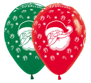 Sempertex Rood en Groen Assorti. Merry Christmas Latex Ballonnen 30cm 25st