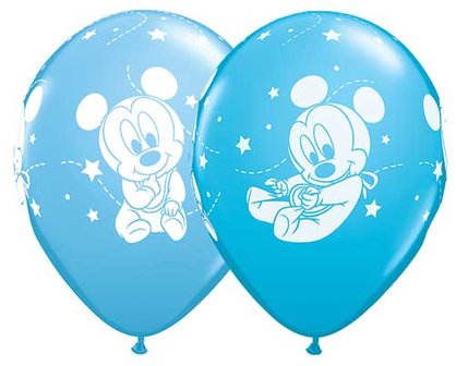Blauw Sterren Baby Mickey Latex Ballonnen 30cm 25st