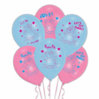 Anagram Roze en Blauw Peppa Big Latex Ballonnen 27cm 6st