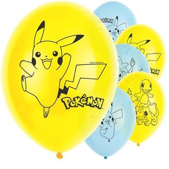 Anagram Geel en Blauw Pokemon Kento Latex Ballonnen 27cm 6st