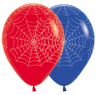 Sempertex Rood en Blauw Spinnenweb Latex Ballonnen 30cm 25st